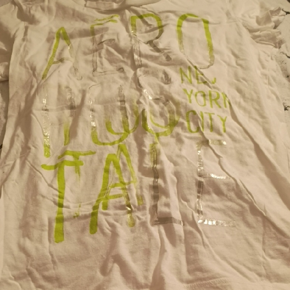 Aeropostale White Tee with Neon Lime Graphic